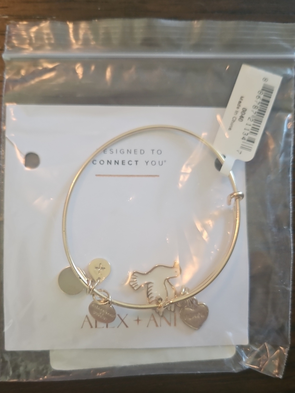 NWT Alex and Ani White and Gold Dove Jewelry Bracelet